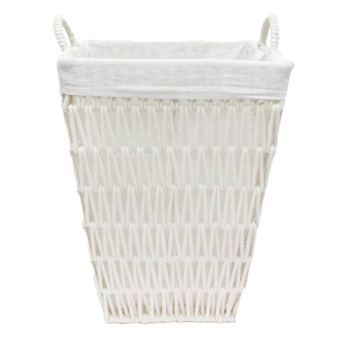 At Home Cotton Rope Laundry Hamper With Removable Liner White