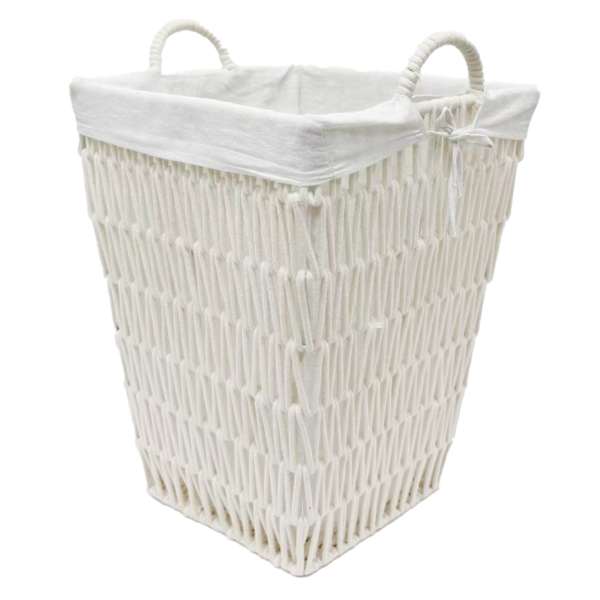 at home Cotton Rope Laundry Hamper with Removable Liner White