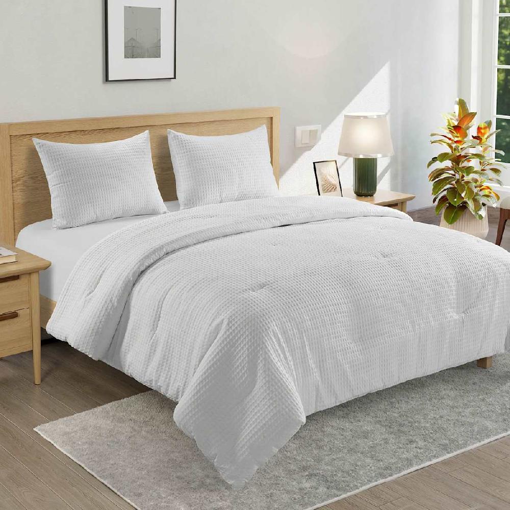 At Home Crosby St. 2-Piece White Washed Cotton Waffle Comforter Set Twin/Twin XL