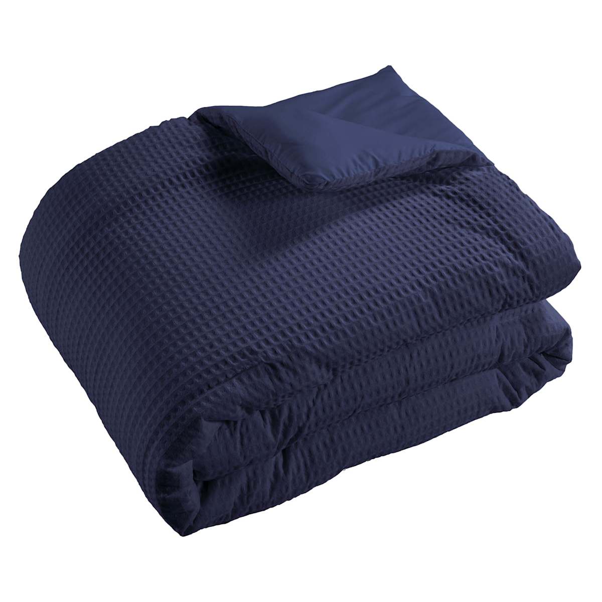 At Home Crosby St. 3-Piece Navy Blue Washed Cotton Waffle Comforter Set Full/Queen