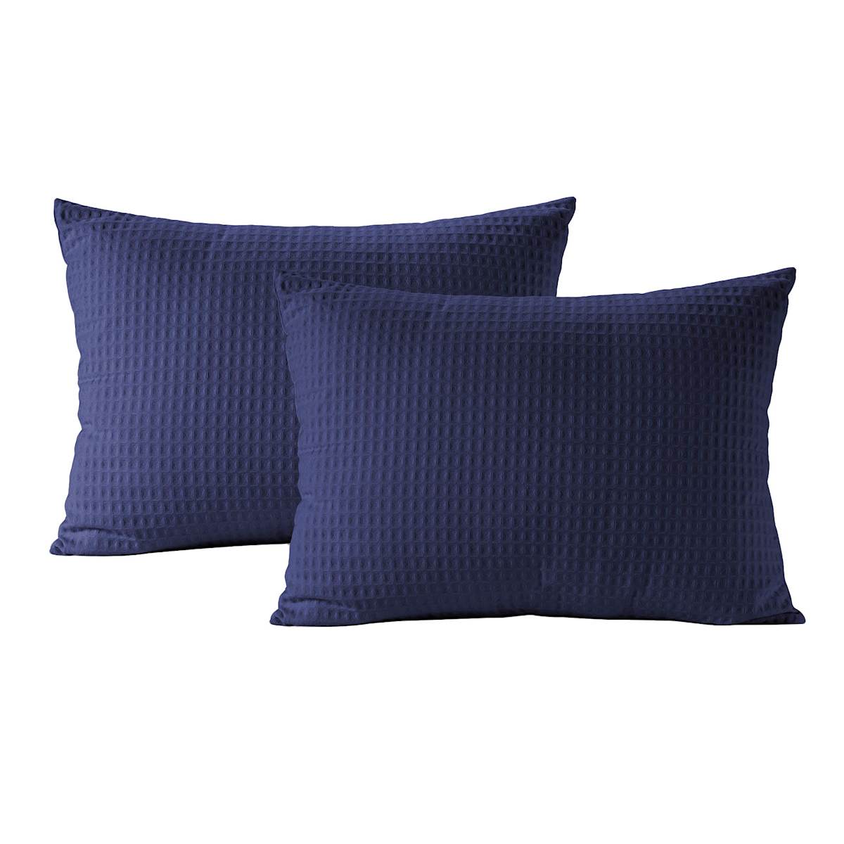 At Home Crosby St. 3-Piece Navy Blue Washed Cotton Waffle Comforter Set Full/Queen