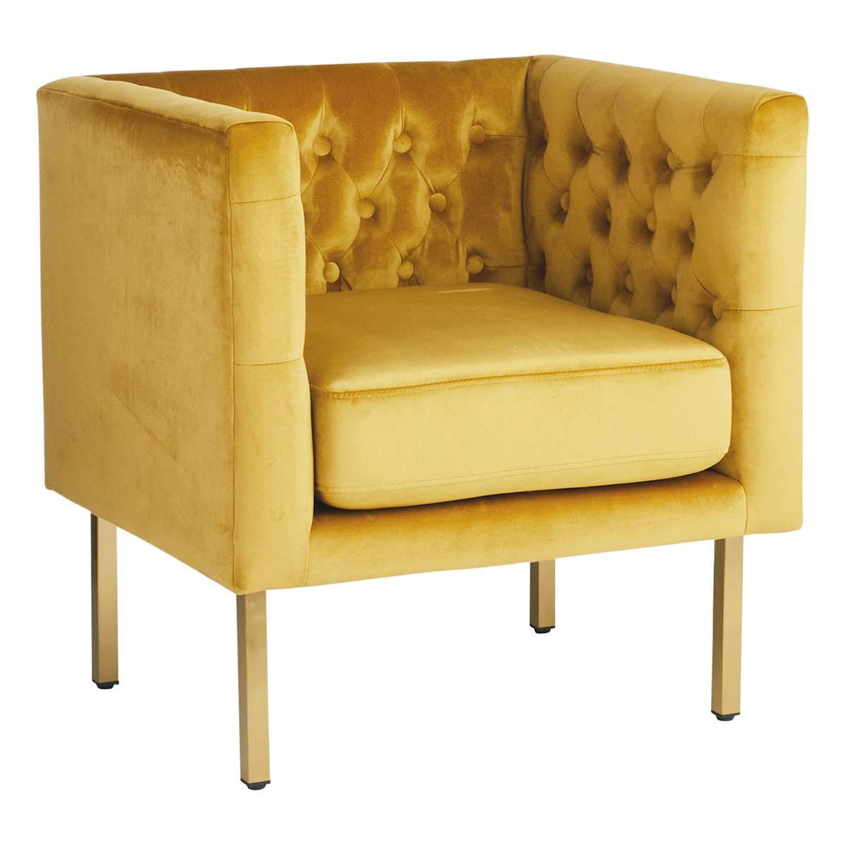 At Home Crosby St. Bendell Velvet Tufted Accent Chair Yellow