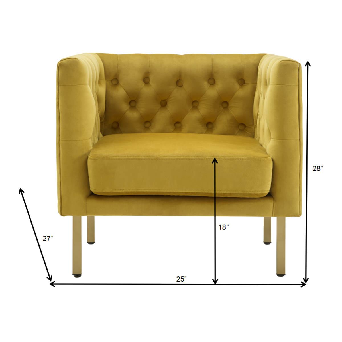 At Home Crosby St. Bendell Velvet Tufted Accent Chair Yellow