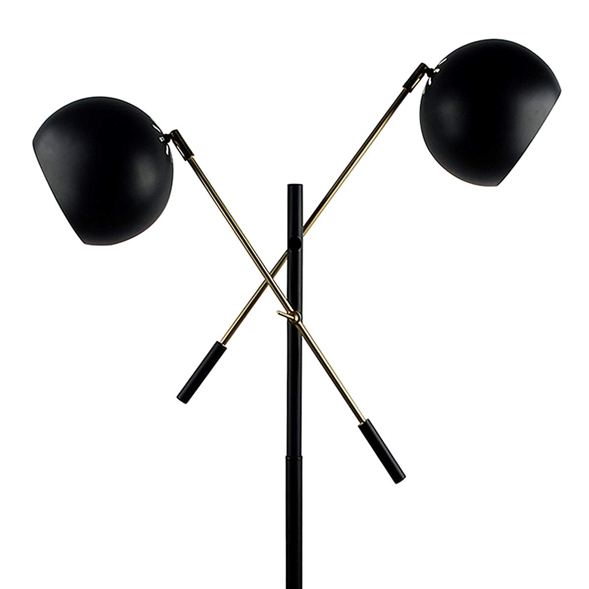 At Home Crosby St. Black 2-Light Finish Floor Lamp With Metal Dome Shade 60"