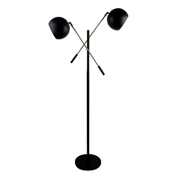 at home Crosby St. Black 2-Light Finish Floor Lamp with Metal Dome Shade 60"