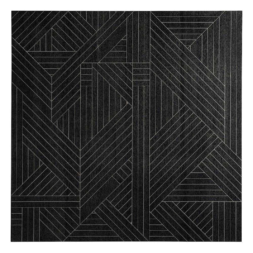 At Home Crosby St. Black Abstract Wooden Wall Art 39"
