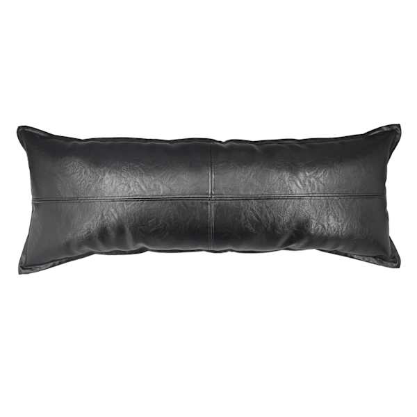 at home Crosby St. Black Faux Leather Oblong Throw Pillow 14x36