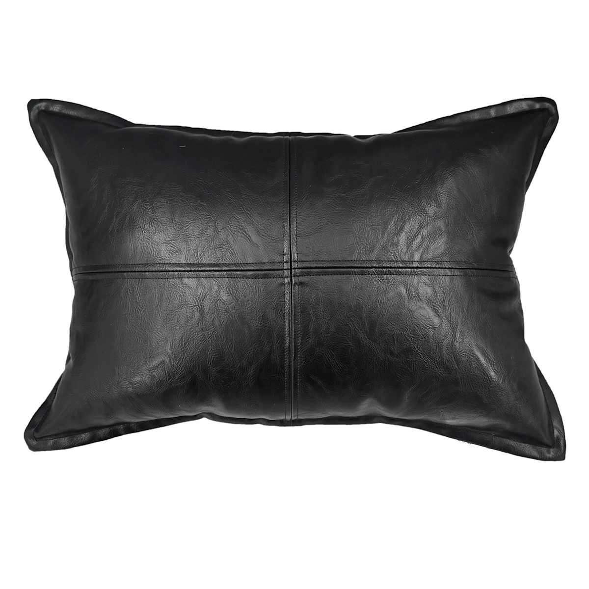 At Home Crosby St. Black Faux Leather Oblong Trow Pillow 14x20