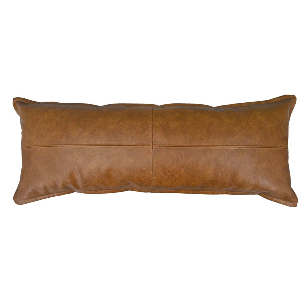 At Home Crosby St. Brown Faux Leather Oblong Throw Pillow 14x36