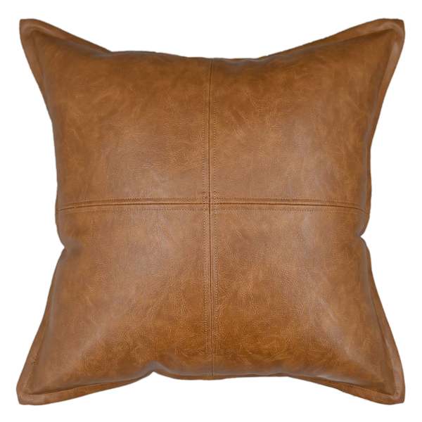 at home Crosby St. Brown Faux Leather Throw Pillow 18"