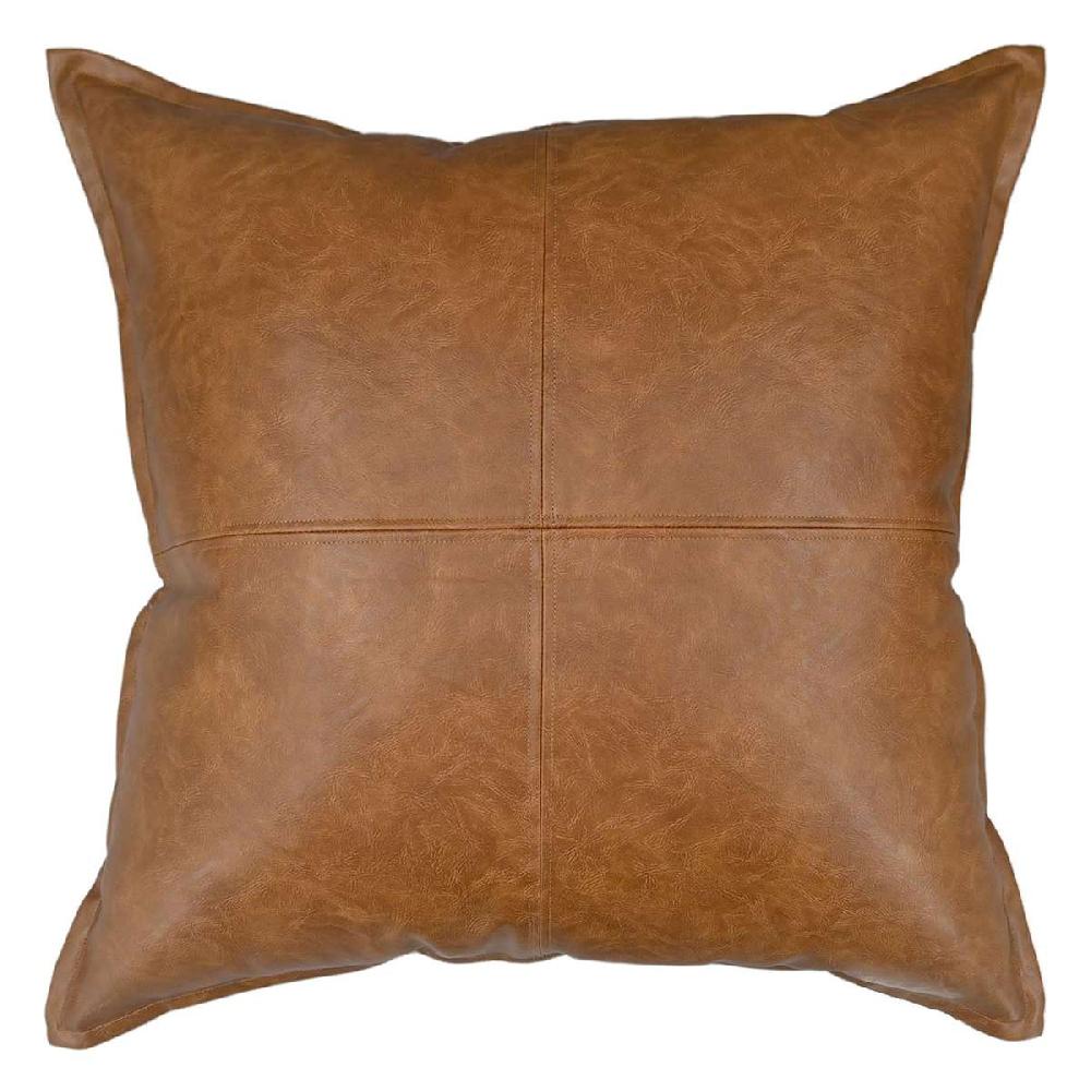 At Home Crosby St. Brown Faux Leather Throw Pillow 24"