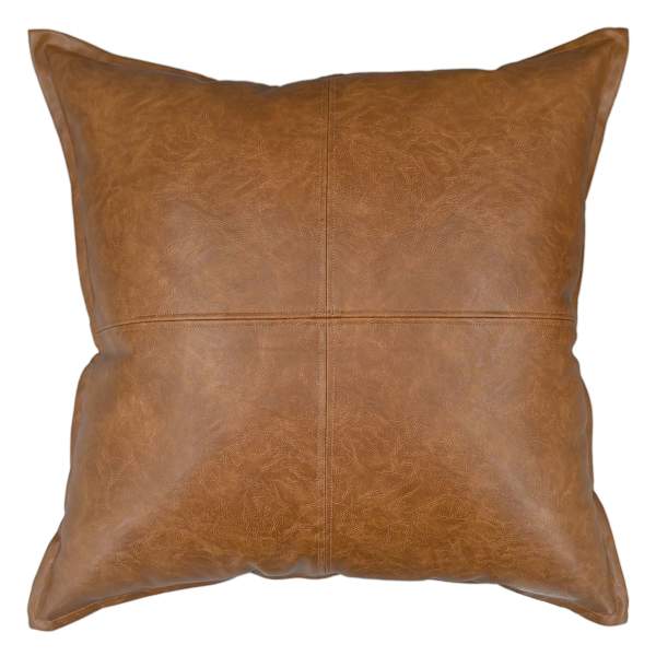at home Crosby St. Brown Faux Leather Throw Pillow 24"