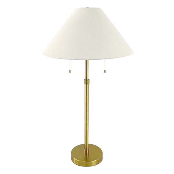 at home Crosby St. Brushed Brass Pull Chain Buffet Large Table Lamp with Shade 27.5"