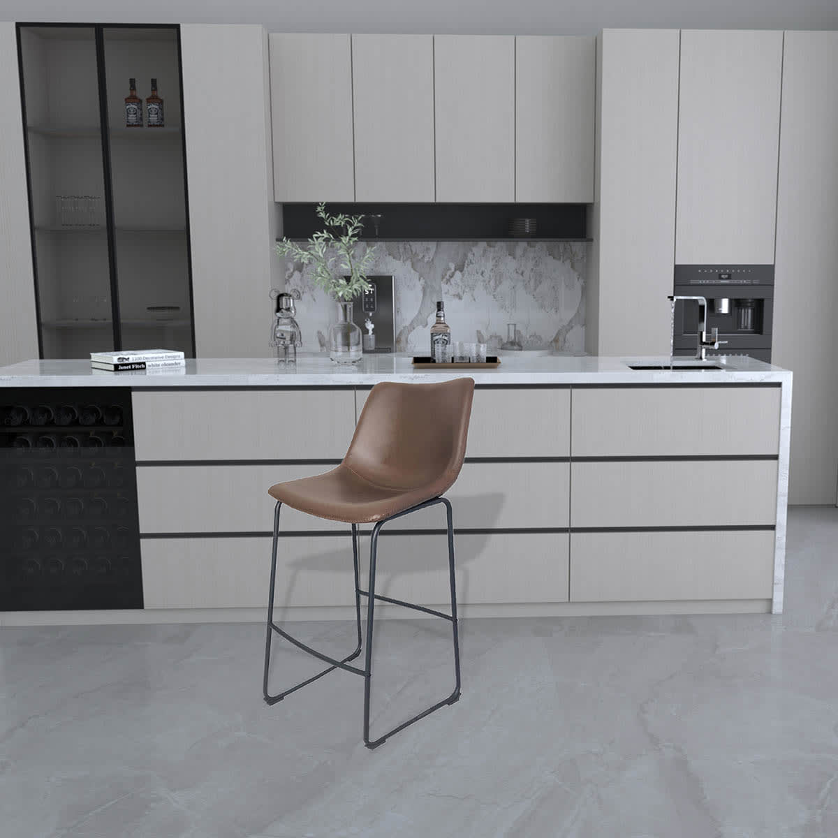 At Home Crosby St. Drake Faux Leather Barstool Espresso Brown