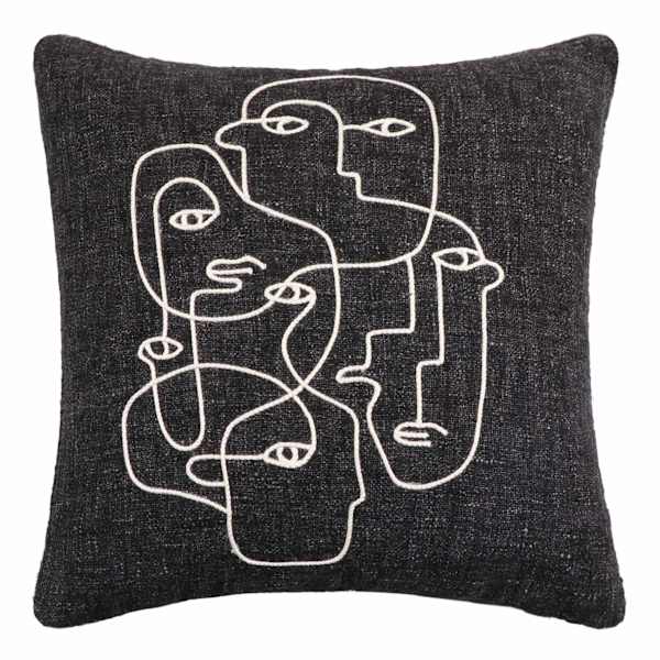 at home Crosby St. Embroidered Faces Textured Throw Pillow 18"