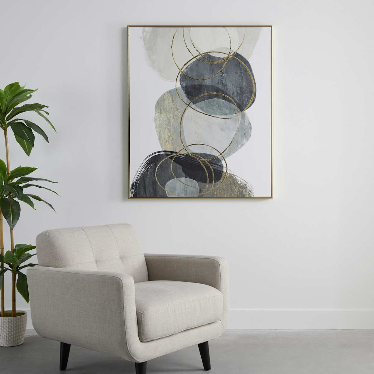 At Home Crosby St. Framed Foiled Abstract Canvas Wall Art 41x49