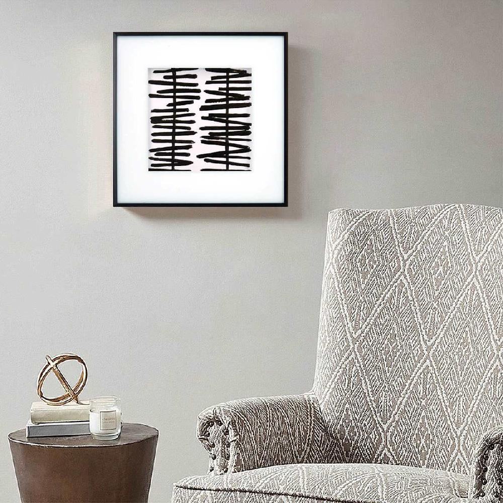 At Home Crosby St. Glass Framed Lines Meet Curves Wall Art 16"