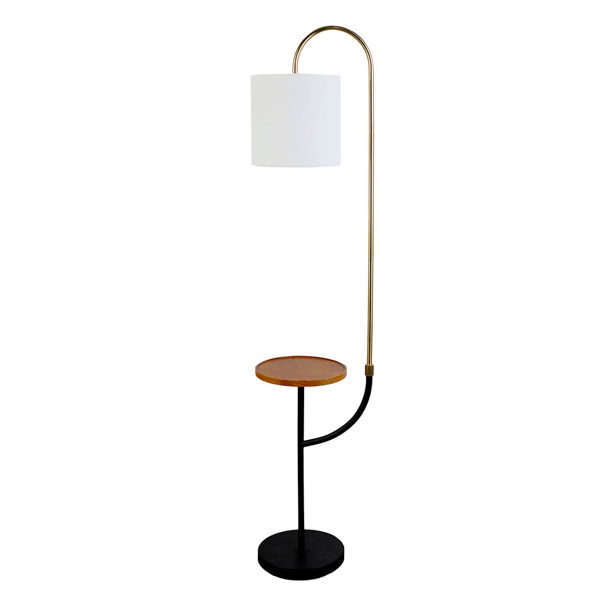 At Home Crosby St. Gold Metal Wooden Shelf Floor Lamp With Shade 59"