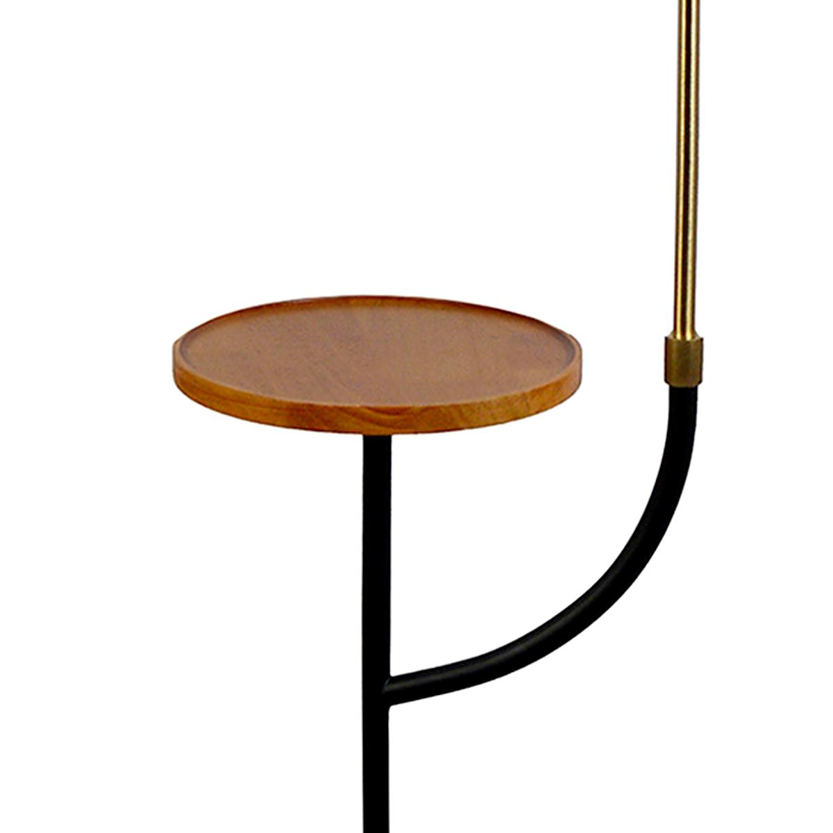 At Home Crosby St. Gold Metal Wooden Shelf Floor Lamp With Shade 59"
