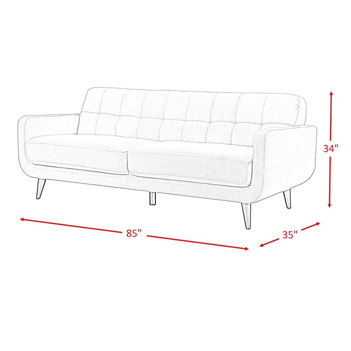 At Home Crosby St. Hadley Tufted Back Sofa Charcoal Grey