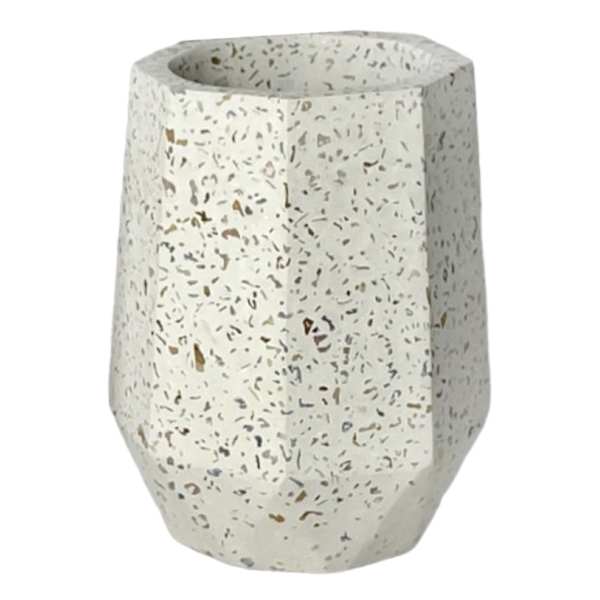 at home Crosby St. Mica White Terrazzo Cement Tumbler 4.4"