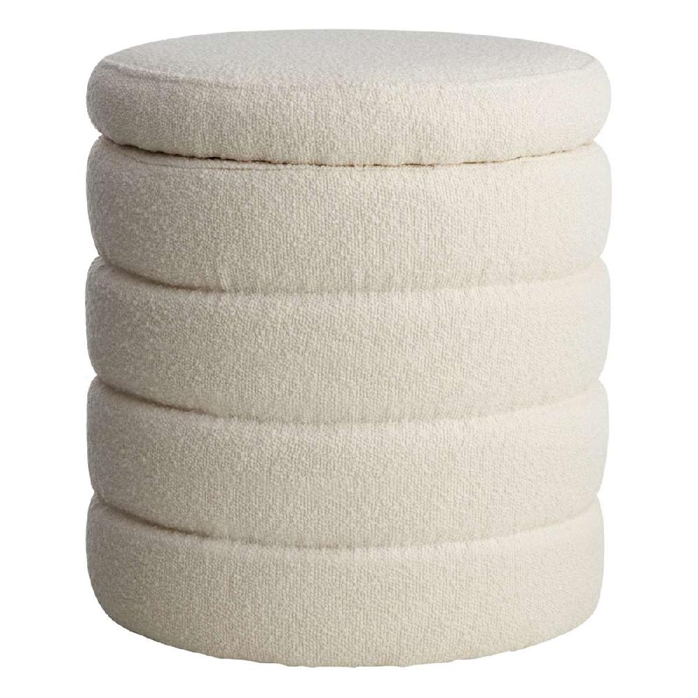 At Home Crosby St. Pax Boucle Round Storage Ottoman Cream