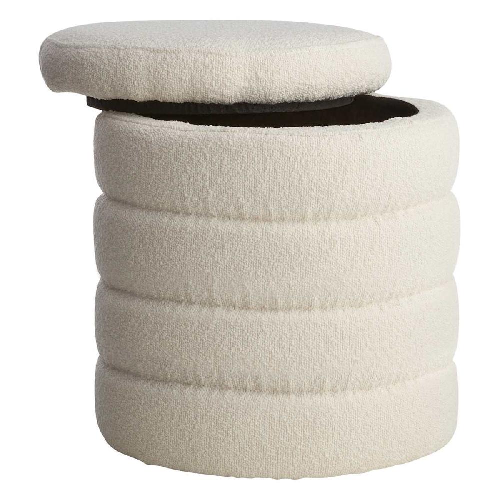 At Home Crosby St. Pax Boucle Round Storage Ottoman Cream