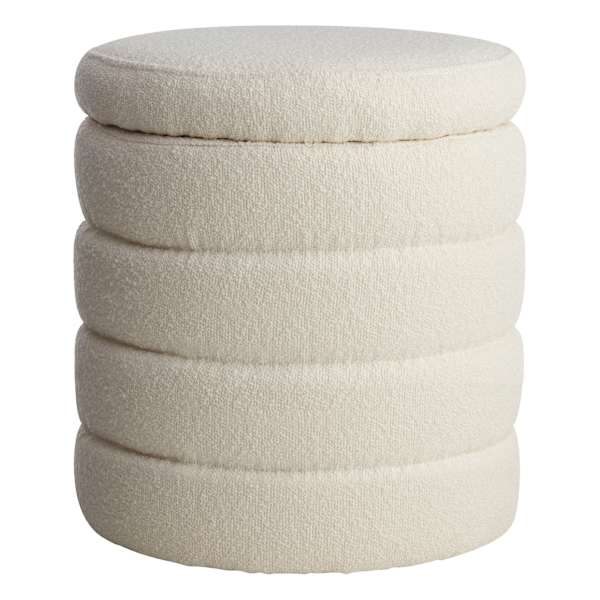 at home Crosby St. Pax Boucle Round Storage Ottoman Cream