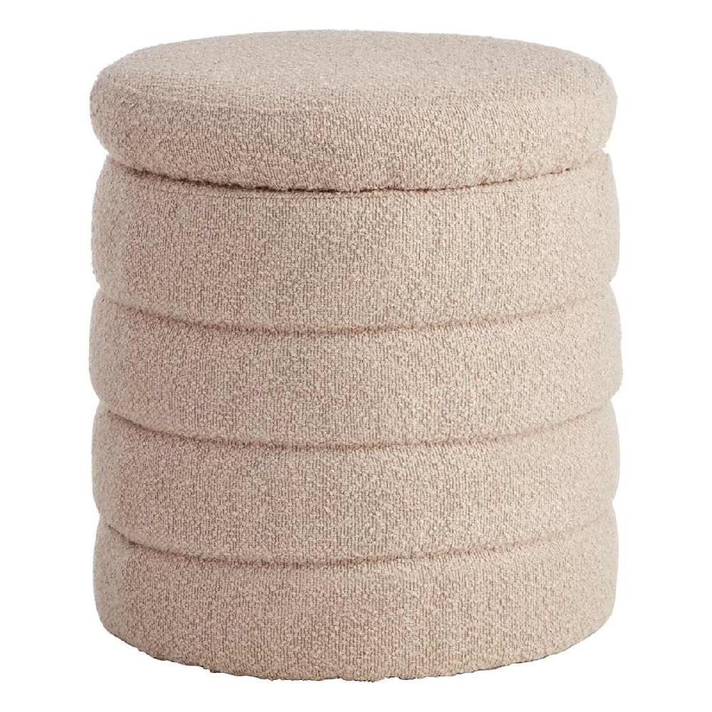 At Home Crosby St. Pax Boucle Round Storage Ottoman Taupe