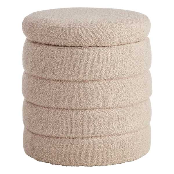 at home Crosby St. Pax Boucle Round Storage Ottoman Taupe