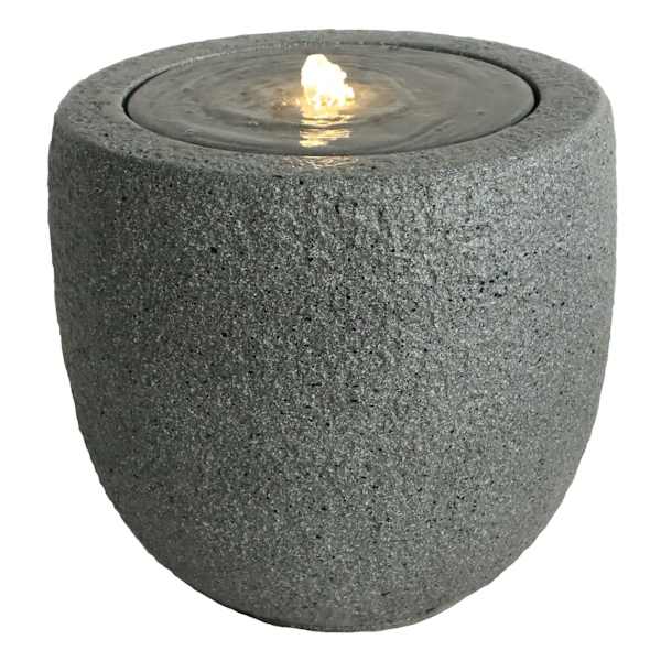 at home Crosby St. Polystone Round Grey LED Outdoor Fountain 17"