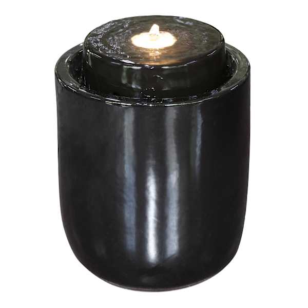 at home Crosby St. Pre-Lit Ceramic Black Outdoor Fountain 12"