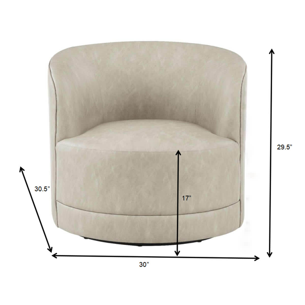 At Home Crosby St. Sawyer Swivel Faux Leather Accent Chair Grey