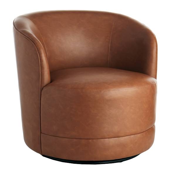 at home Crosby St. Sawyer Swivel Faux Leather Chair Cognac
