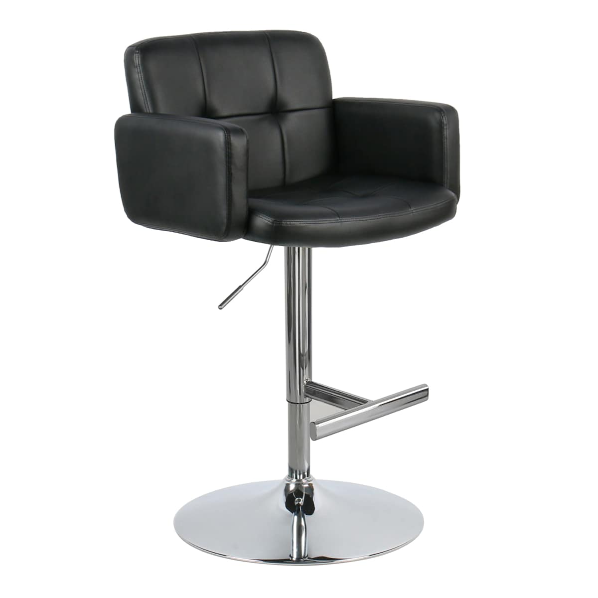 At Home Crosby St. Stout Adjustable Faux Leather Barstool Black