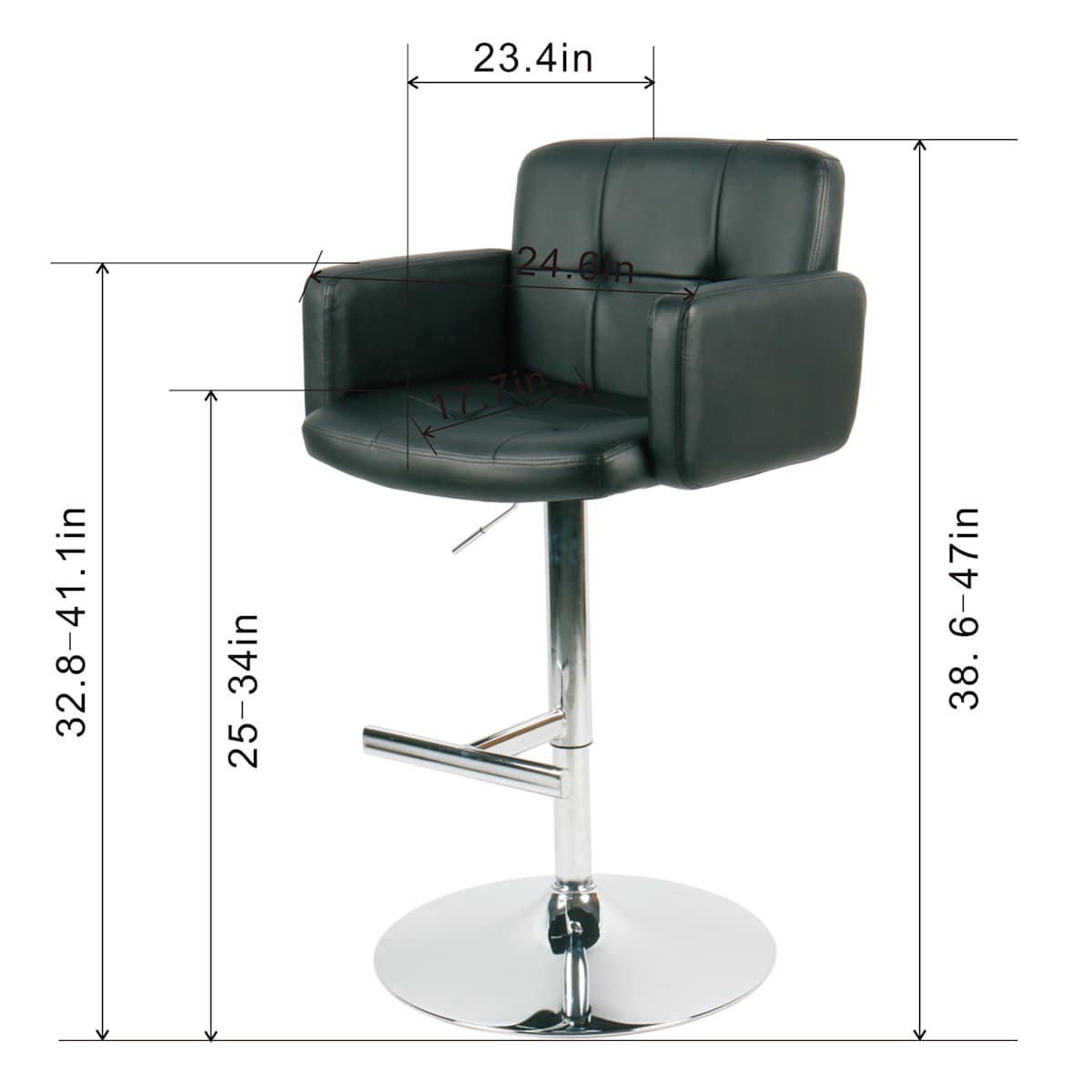 At Home Crosby St. Stout Adjustable Faux Leather Barstool Black