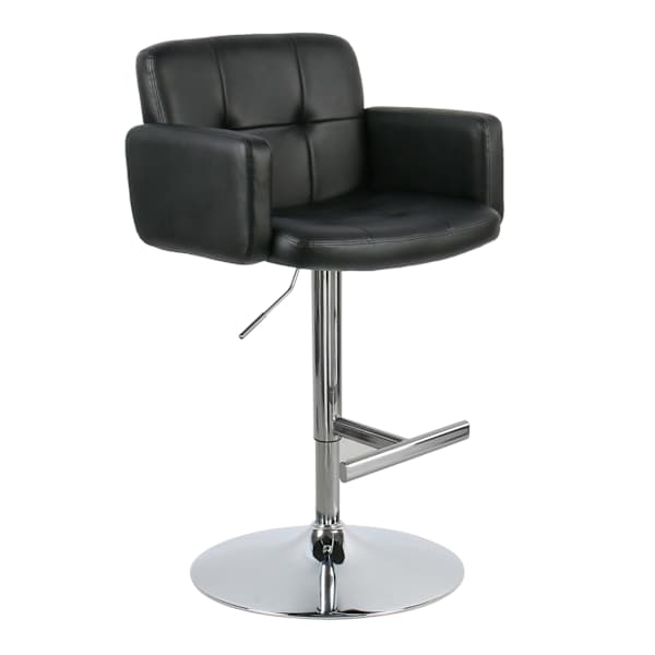 at home Crosby St. Stout Adjustable Faux Leather Barstool Black