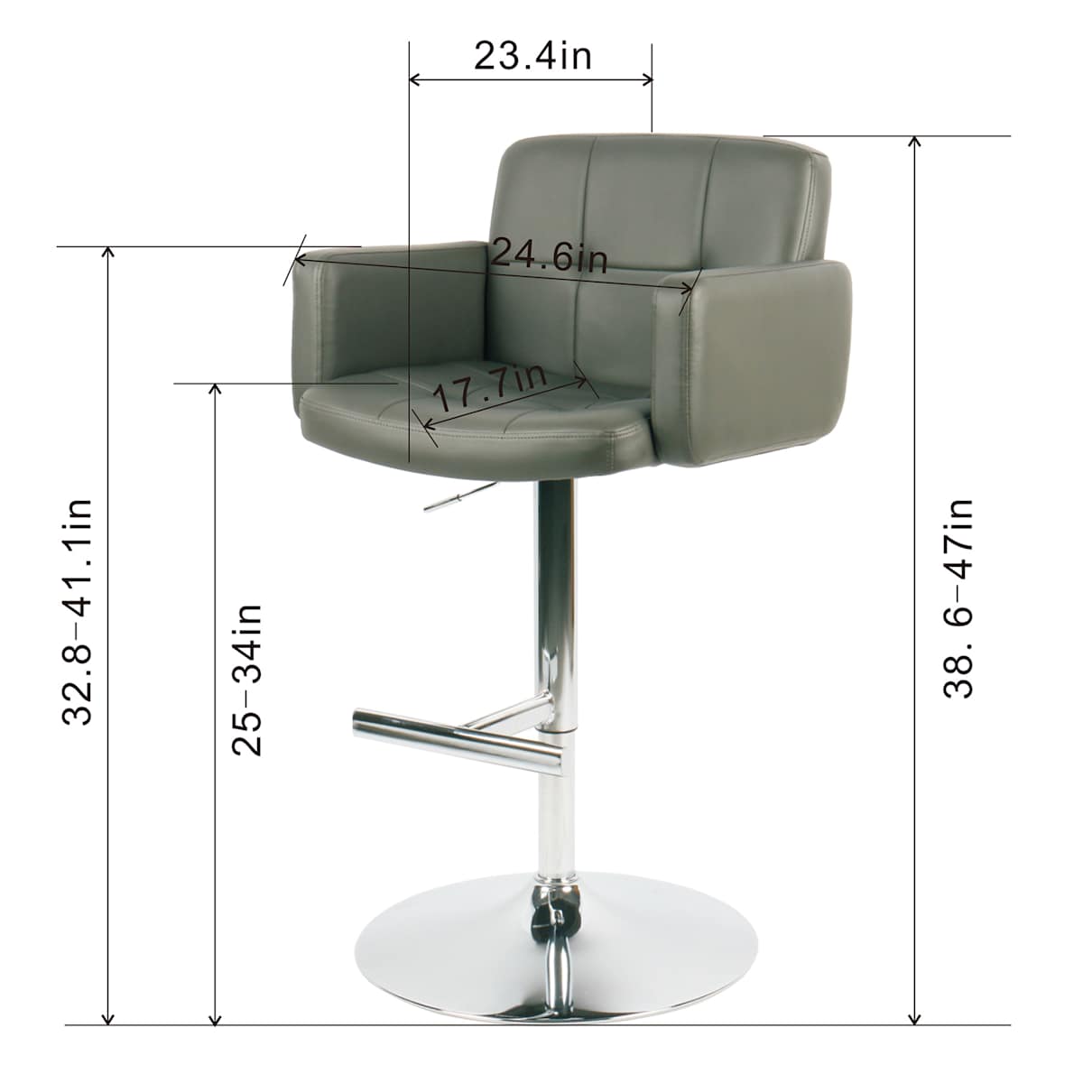 At Home Crosby St. Stout Adjustable Faux Leather Barstool Grey