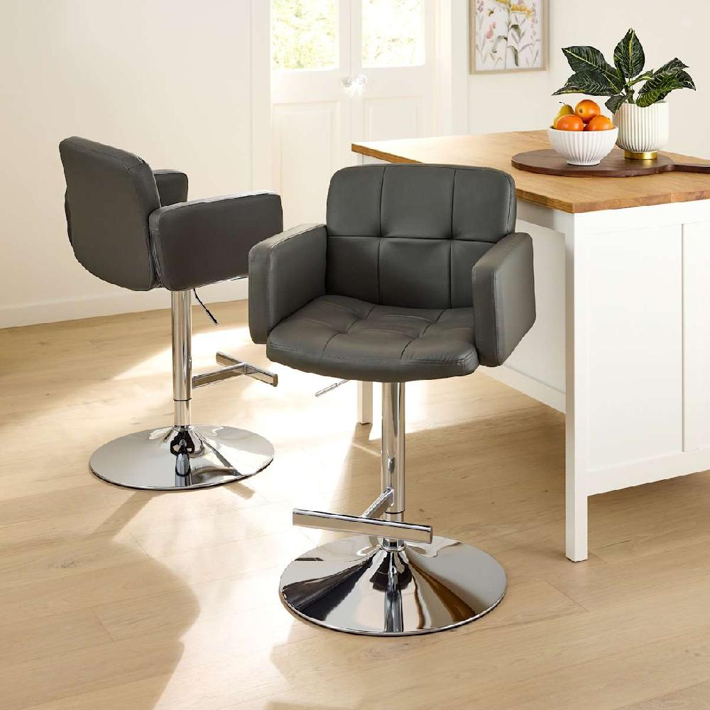 At Home Crosby St. Stout Adjustable Faux Leather Barstool Grey