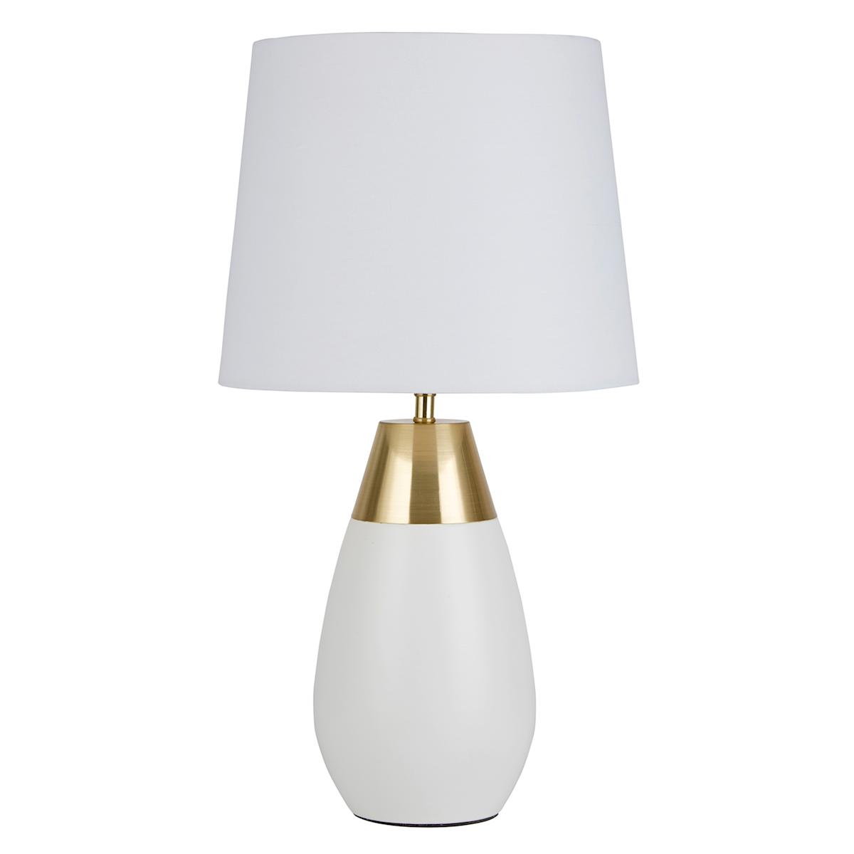 At Home Crosby St. White & Gold Metal Touch Small Table Lamp With Shade 19"