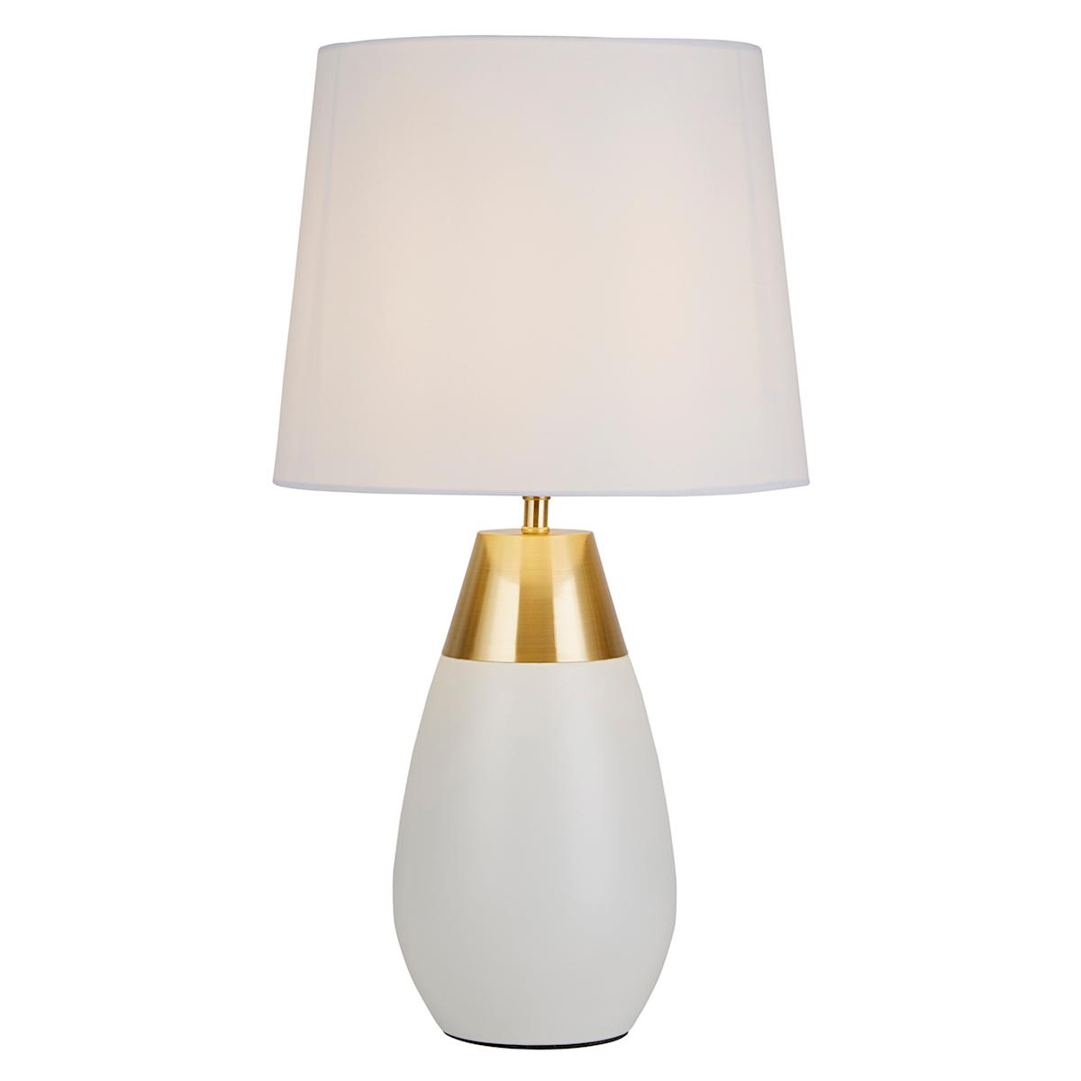 At Home Crosby St. White & Gold Metal Touch Small Table Lamp With Shade 19"