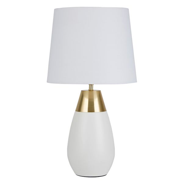 at home Crosby St. White & Gold Metal Touch Small Table Lamp with Shade 19"