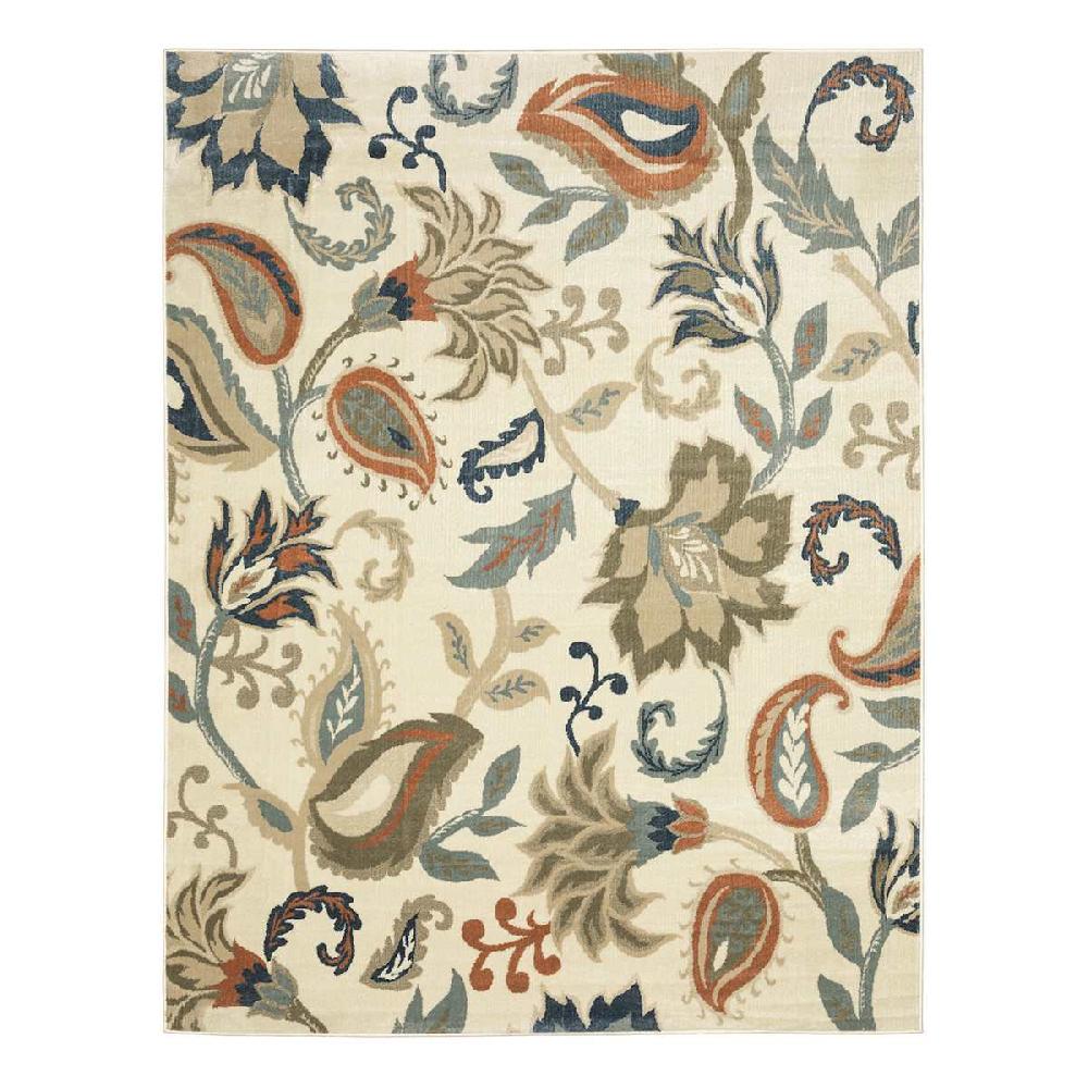 At Home (D463) Casey Ivory Floral Patterned Area Rug 8x10