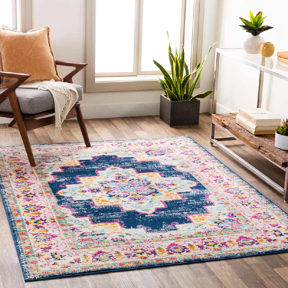 At Home (D494) Floransa Blue & Pink Medallion Area Rug 8x10