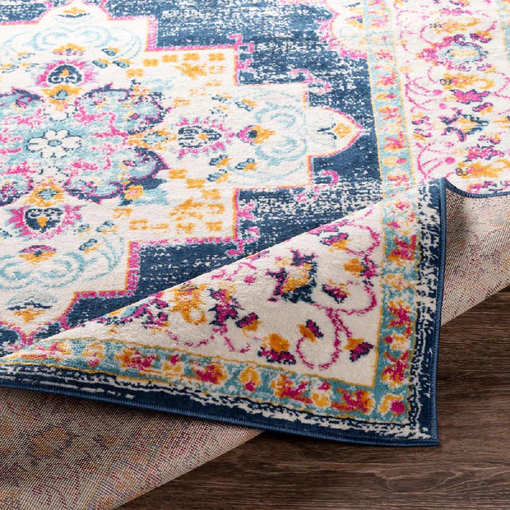 At Home (D494) Floransa Blue & Pink Medallion Area Rug 8x10