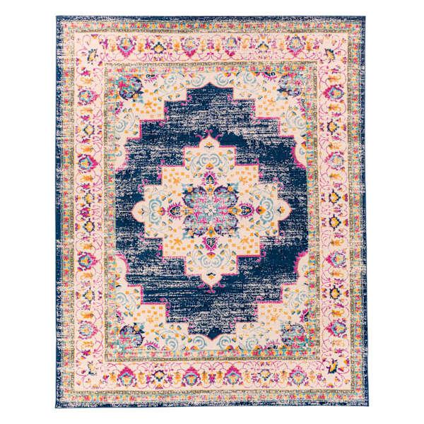 at home (D494) Floransa Blue & Pink Medallion Area Rug 8x10
