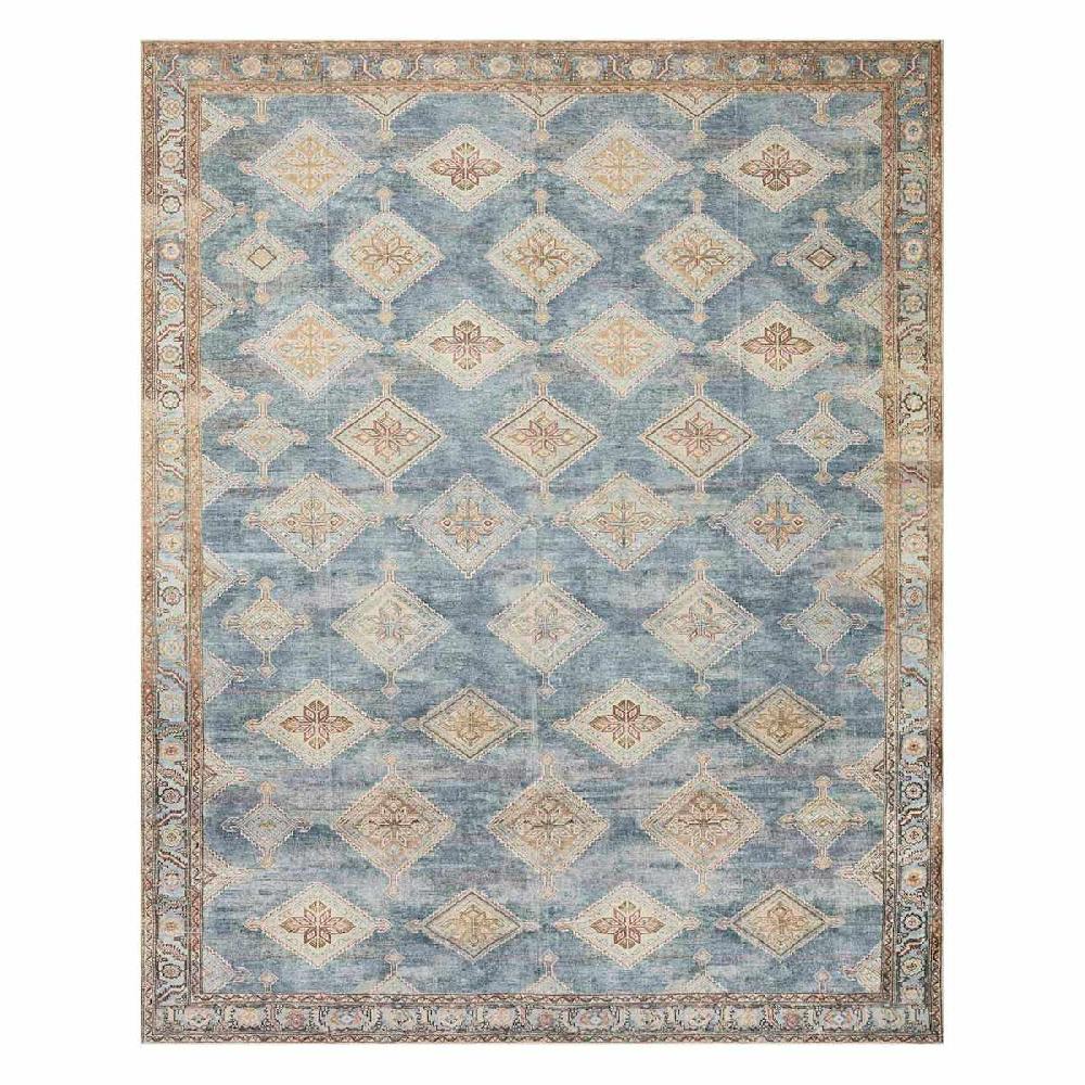 At Home (D569) Freya Blue Multicolor Medallion Washable Area Rug 8x10