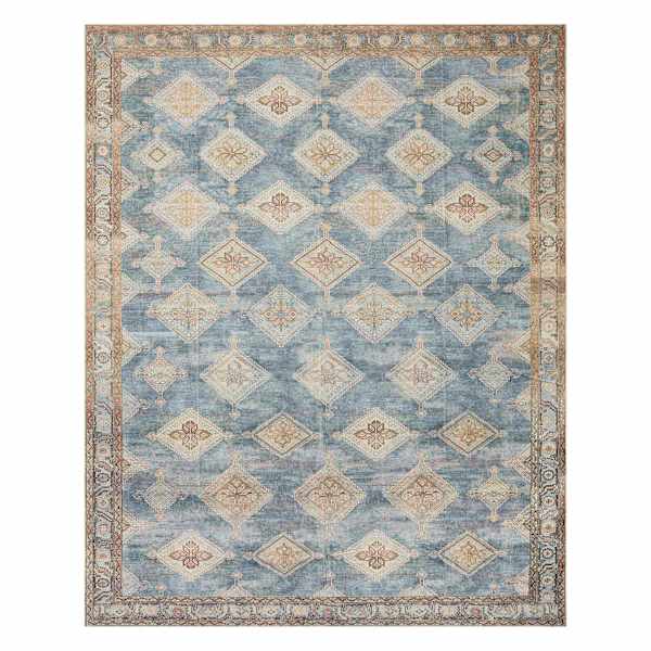 at home (D569) Freya Blue Multicolor Medallion Washable Area Rug 8x10