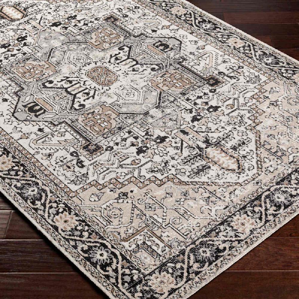 At Home (D600) Lavadora Black & Taupe Medallion Washable Area Rug 8x10