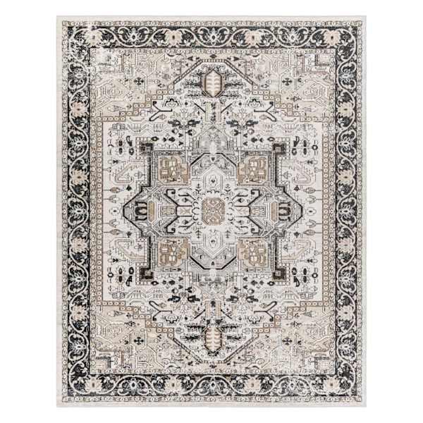 at home (D600) Lavadora Black & Taupe Medallion Washable Area Rug 8x10